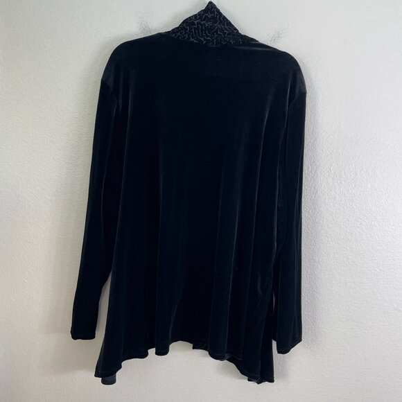 Mirasol Woman Plus 1X Black Velvet Open Cardigan Long Sleeve - Picture 9 of 9
